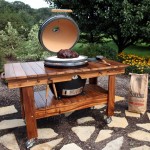 Black Saffire charcoal grill and smoker with acacia cart