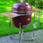 Red Saffire charcoal grill and smoker with stainless steel cart