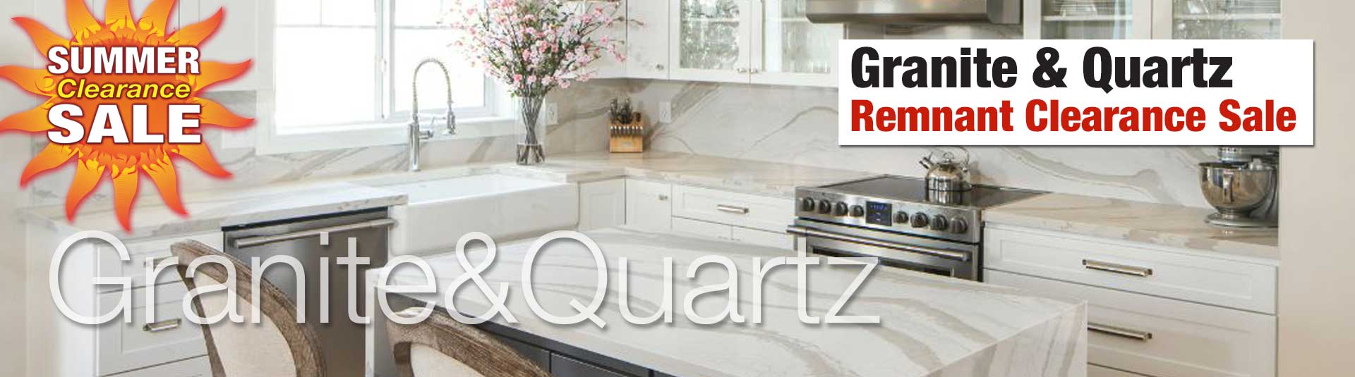 Granite & Quartz Remnant Clearance Sale going on now at Benson Stone Company!