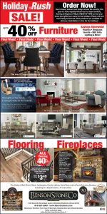 Holiday Rush Sale at Benson Stone Company! Order now for furniture, flooring, granite and more! Up to 40% Off!
