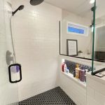 Mini hexagon tile floor in a shower