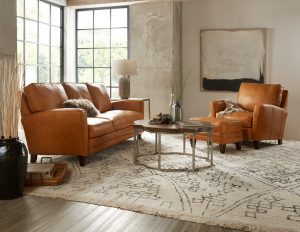 Brown leather sofa and couch