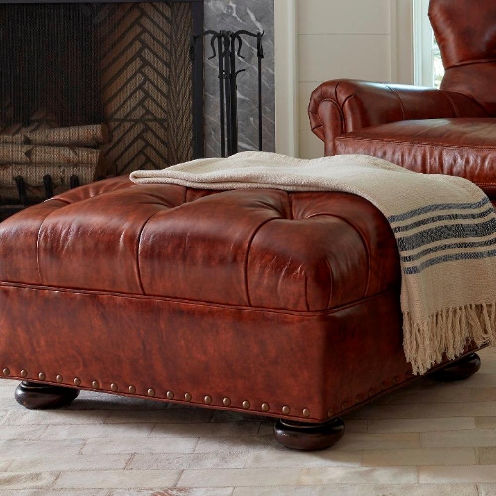 red leather ottoman