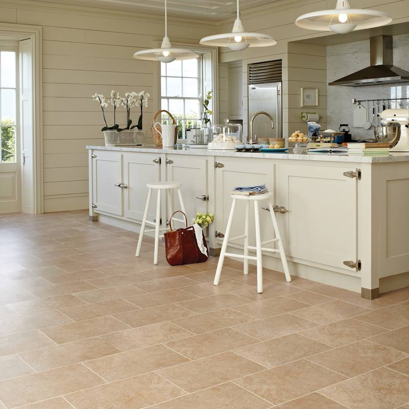 Beige ceramic kitchen floor tile