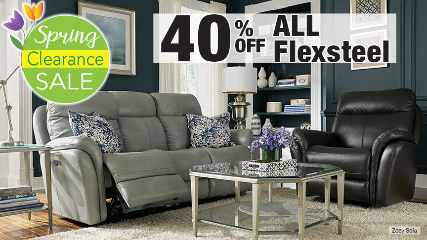 40% Off ALL Flexsteel Furniture during the Spring Clearance Sale at Benson Stone Company