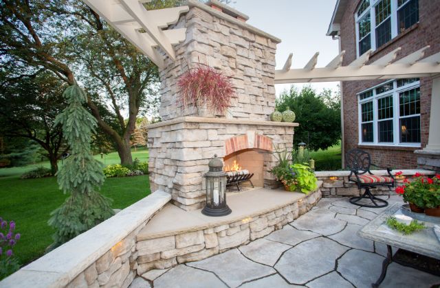 outdoor fireplace install