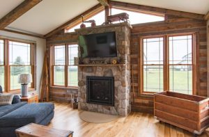 rustic stone fireplace