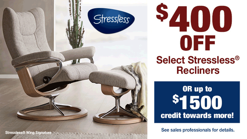 $400 OFF Select Stressless® Recliners (the World's Most Comfortable Chairs!) at Benson Stone Company