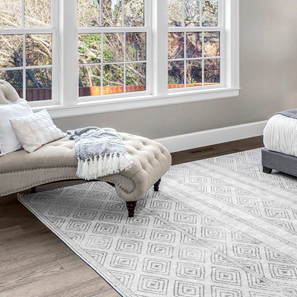 interior design with patterned area rug