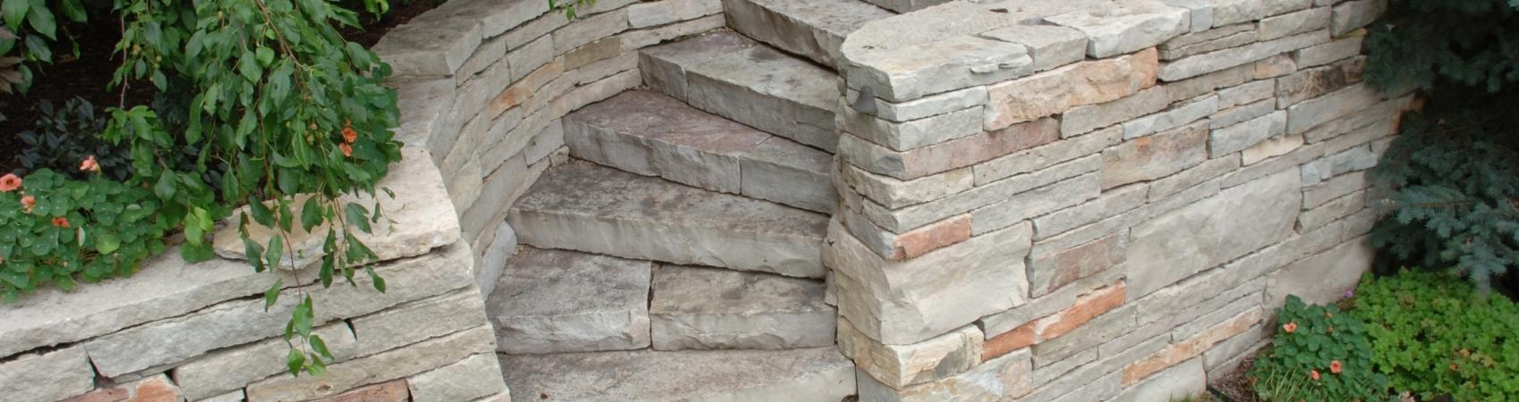 retaining wall stone and steps