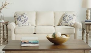 white upholstered sofa