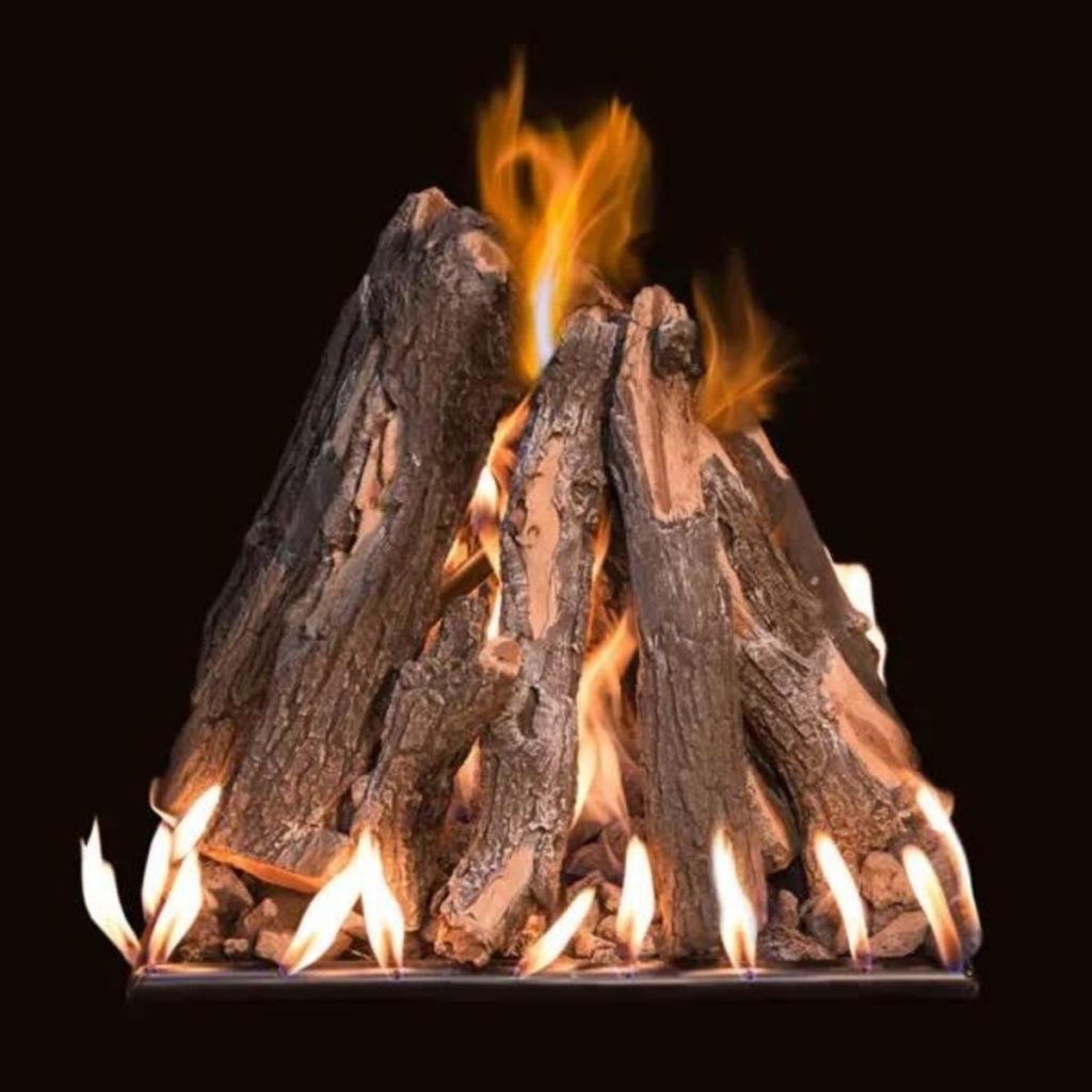 gas logs set up in campfire style