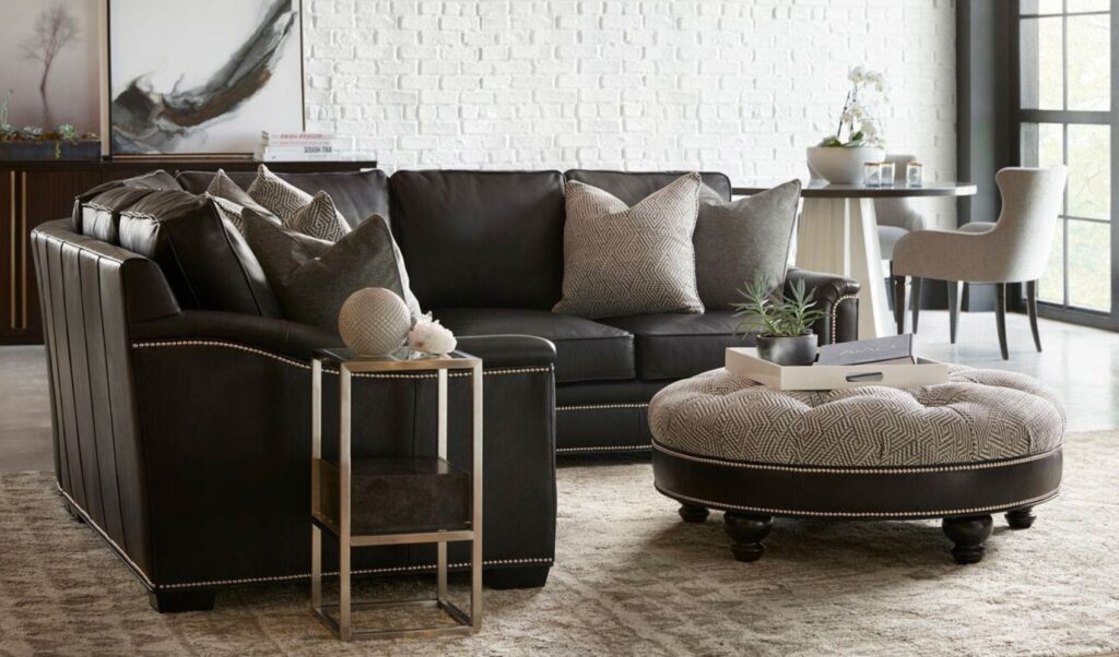 black leather sectional sofa on sale at benson stone co in rockford, il