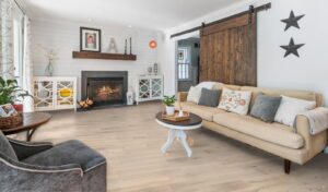 light hardwood flooring design in a farmhouse living room