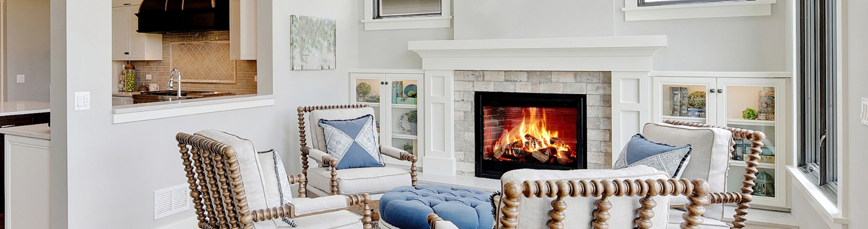 custom fireplace remodel project with stone tile facing and white painted wooden mantel