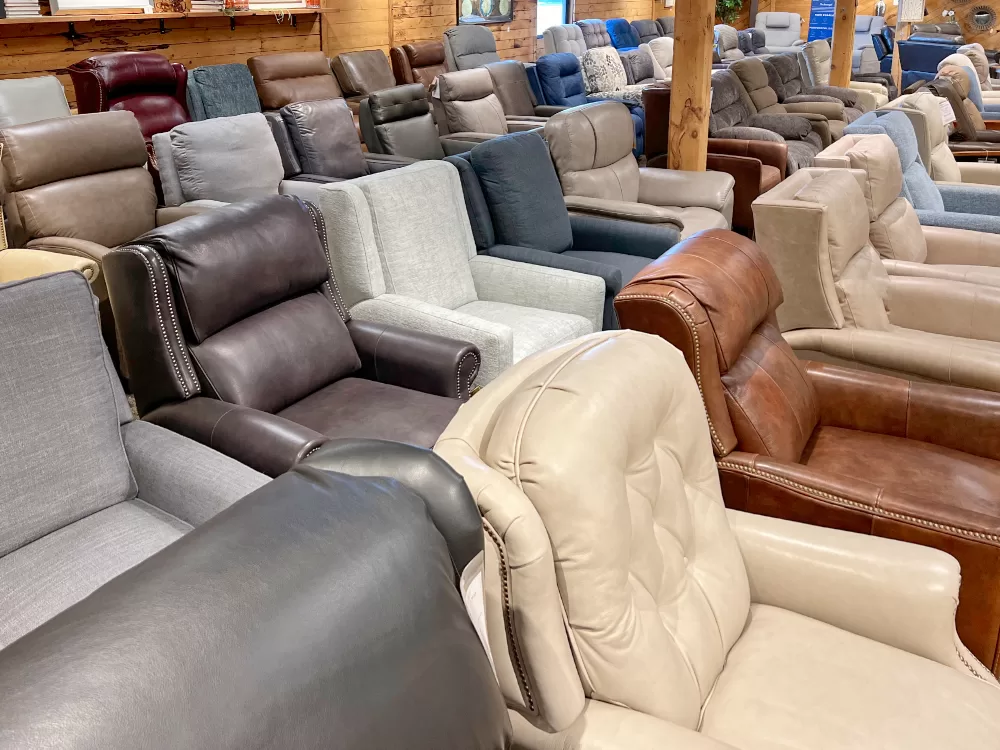 recliner warehouse at benson stone co. in rockford, il
