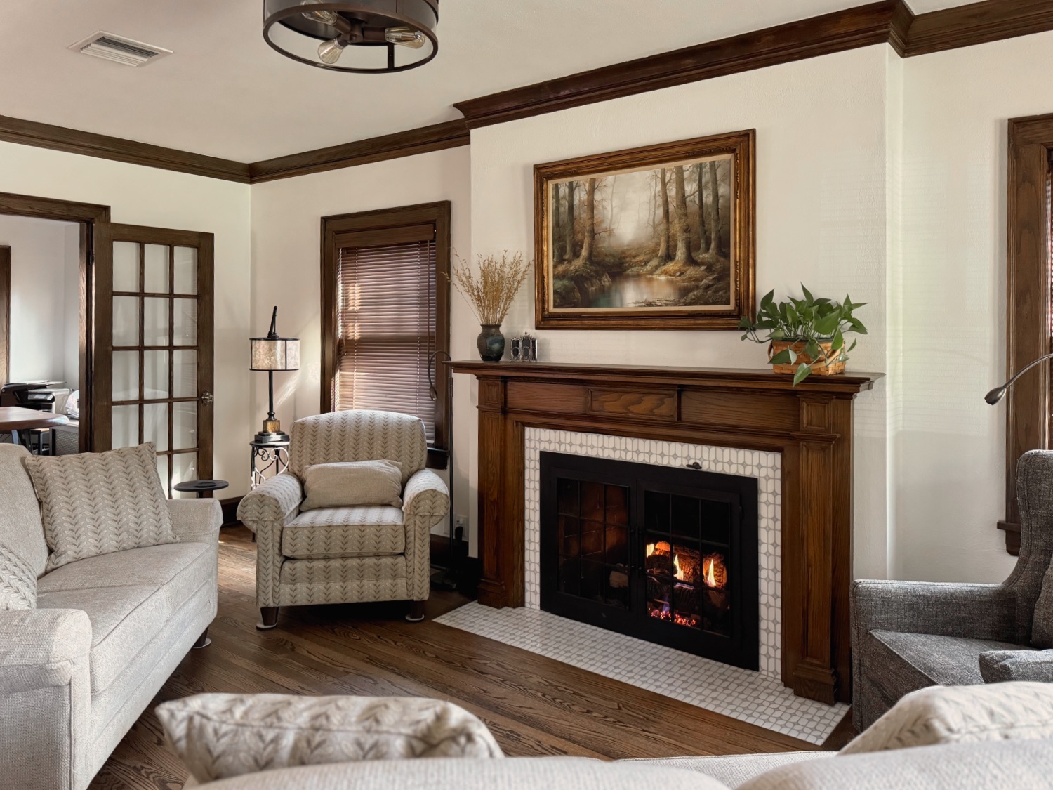 Timeless Tudor Style Home Design | Kitchen & Fireplace