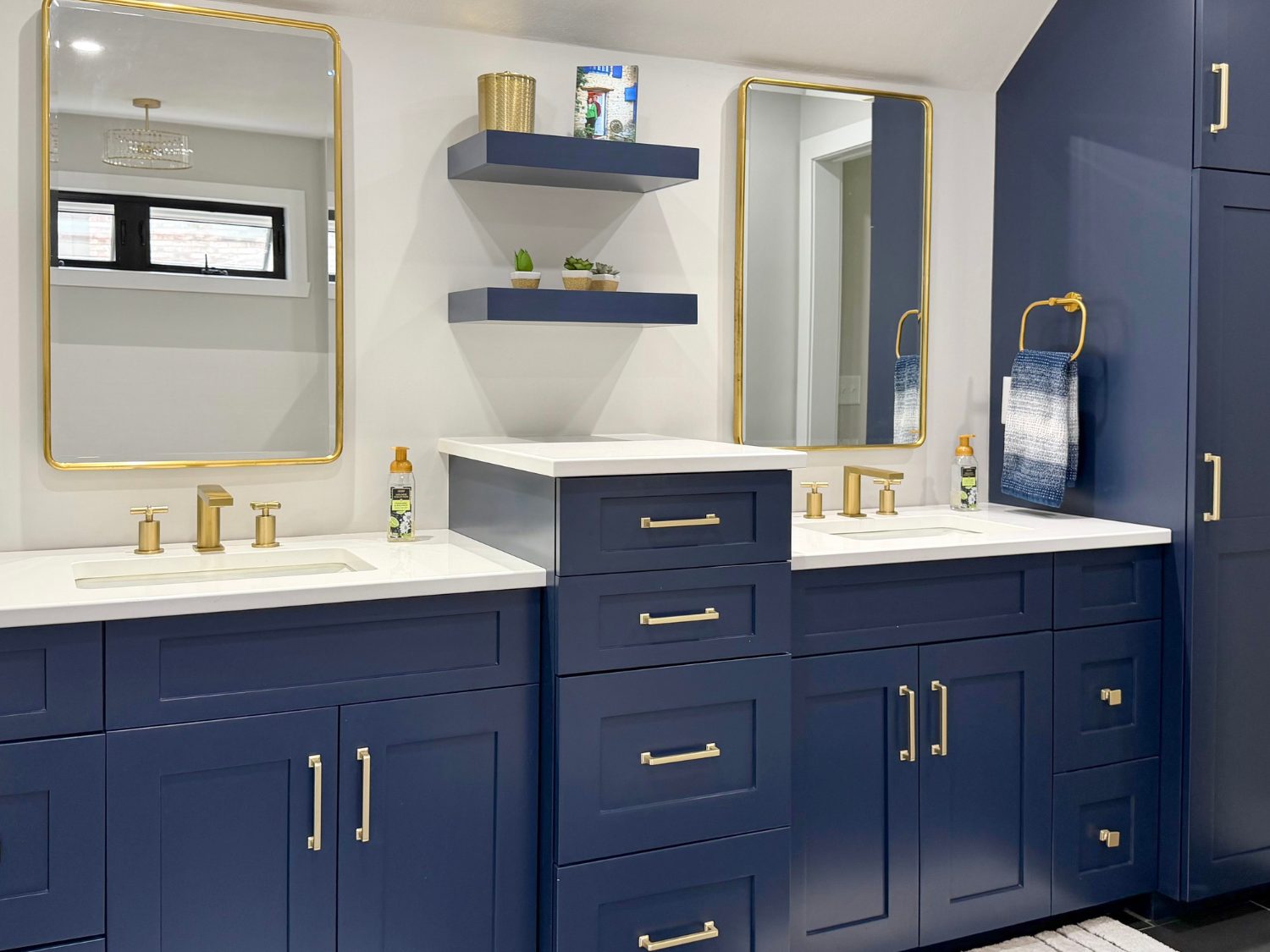 Modern Classic Deep Blue Master Bathroom Remodel
